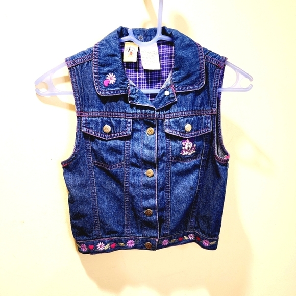 MICKEY & Co.  girls denim button Down sleeveless vest size 5 - Picture 1 of 10
